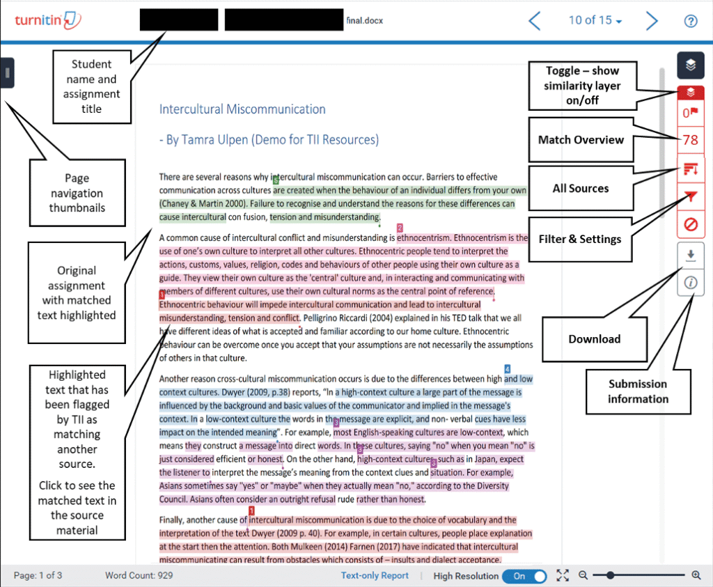 Turnitin similarity report colors